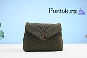 Fortok Saint Laurent Loulou Small Bag In Y-Quilted Suede Green 25x17x9cm - 1