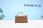 Fortok Chanel 23P Handle Kelly Bag Caramel Light Gold Hardware 18x10x4.5cm - 6