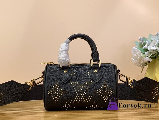 Fortok Louis Vuitton Nano Speedy Bag Black M46745 16x10x7.5cm  - 1