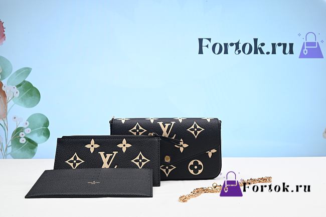 Fortok Louis Vuitton Felicie Pochette Bicolor Monogram Empreinte Leather M69977 21x12x3cm - 1