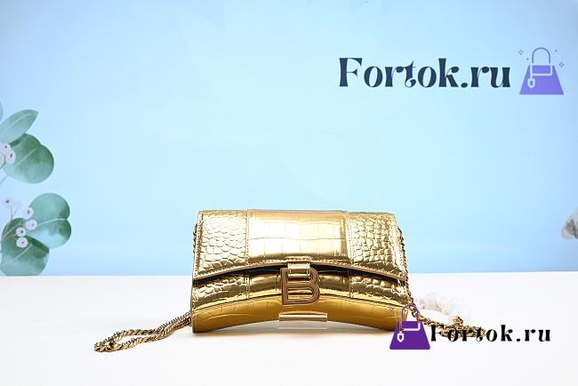 Fortok Balenciaga Gold Hourglass Shoulder Bag 19x13x5cm - 1