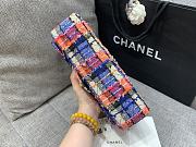 Fortok Chanel Tweed Quilted Medium Double Flap Blue Orange Yellow C881480 20cm  - 6