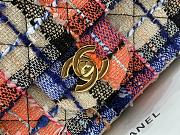 Fortok Chanel Tweed Quilted Medium Double Flap Blue Orange Yellow C881480 20cm  - 4