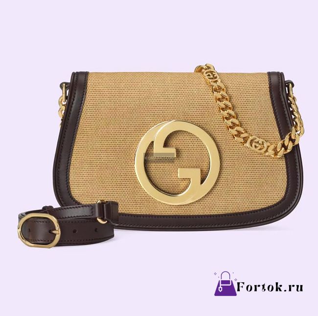 Fortok Gucci Blondie Shoulder Bag Dark Beige Cotton Canvas - 1