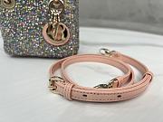 Fortok Dior Lady Micro Bag Pink Calfskin Embroidered with Multicolor Strass - 6
