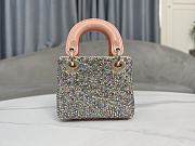 Fortok Dior Lady Micro Bag Pink Calfskin Embroidered with Multicolor Strass - 4