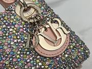Fortok Dior Lady Micro Bag Pink Calfskin Embroidered with Multicolor Strass - 2
