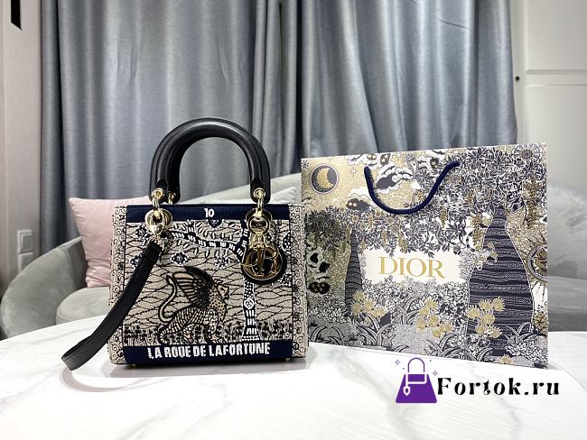 Fortok Dior Lady Embroidered La Roue La Fortune Tarot Bag  - 1