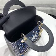 Fortok Dior Lady Star Tarot Beaded Dark Blue Bag 24x20x11cm - 3