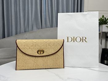 Fortok Dior 30 Montaigne Avenue Pouch With Flap Natural Cannage Raffia 31x19cm