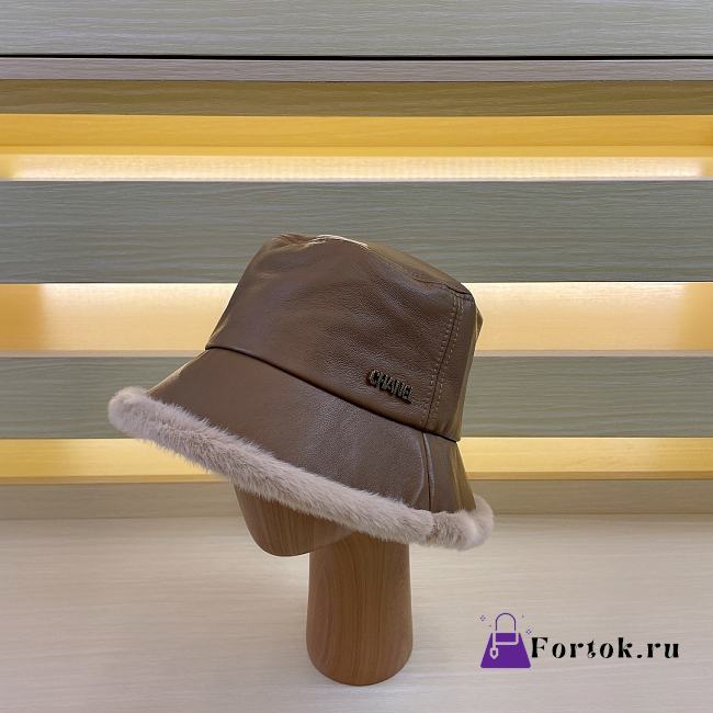 Fortok Chanel Fur-edge Bucket Hat Brown - 1