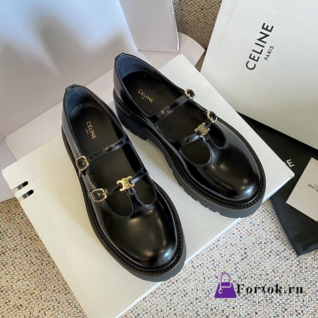 Fortok Celine Thick-soled Loafers Black - 1