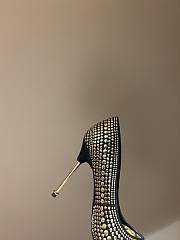 Fortok Tom Ford Black/Gold Studded Suede Pointed Toe Pumps - 4