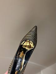 Fortok Tom Ford Black/Gold Studded Suede Pointed Toe Pumps - 3