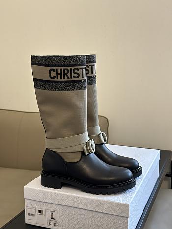 Fortok Dior D-Major Taupe & Black Technical Fabric And Black Calfskin Boots