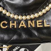 Fortok Chanel 22 Mini Pearl Handbag Shiny Crumpled Calfskin & Gold-Tone Metal Black - 4