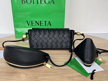 Fortok Bottega Veneta Multi Cross Body Pouch Black 717429 18x9x8cm