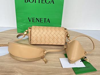 Fortok Bottega Veneta Multi Cross Body Pouch Beige 717429 18x9x8cm