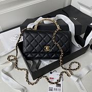 Fortok Chanel 23B Kelly Pearl Handle Bag Black AP3512 10×18×4.5cm - 1