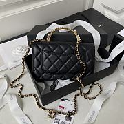 Fortok Chanel 23B Kelly Pearl Handle Bag Black AP3512 10×18×4.5cm - 3