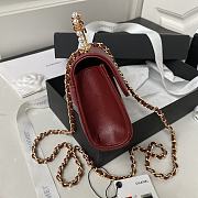 Fortok Chanel 23B Kelly Pearl Handle Bag Burgundy AP3512 10×18×4.5cm - 6