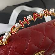 Fortok Chanel 23B Kelly Pearl Handle Bag Burgundy AP3512 10×18×4.5cm - 5