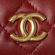 Fortok Chanel 23B Kelly Pearl Handle Bag Burgundy AP3512 10×18×4.5cm - 2