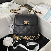 Fortok Chanel 23B Calfskin & Gold-Tone Metal Black Backpack AS4275 18x18x8cm - 1