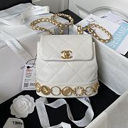 Fortok Chanel 23B Calfskin & Gold-Tone Metal White Backpack AS4275 18x18x8cm - 1