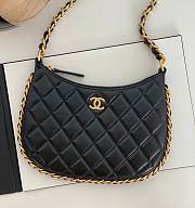 Fortok Chanel 23B Chain Hobo Armpit Bag Black 23.5x15x2cm - 1