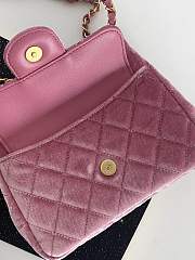Fortok Chanel 23B Pink Velvet Bag 17x19x6cm - 5