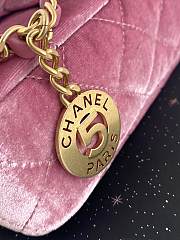 Fortok Chanel 23B Pink Velvet Bag 17x19x6cm - 4