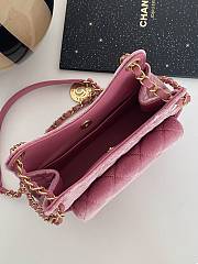 Fortok Chanel 23B Pink Velvet Bag 17x19x6cm - 3