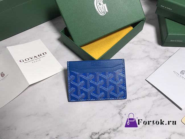 Fortok Goyard Card Holder Blue 10.5x7.3cm - 1