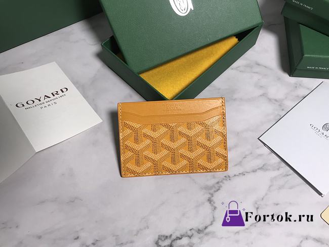 Fortok Goyard Card Holder Yellow 10.5x7.3cm - 1
