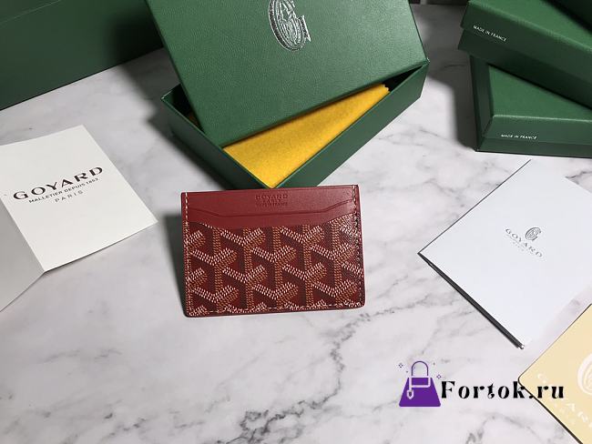 Fortok Goyard Card Holder Red 10.5x7.3cm - 1