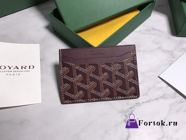 Fortok Goyard Card Holder Burgundy 10.5x7.3cm - 1