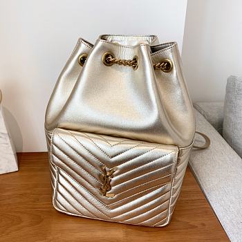 Fortok Saint Laurent Joe Metallic Leather Backpack 22×29×15cm