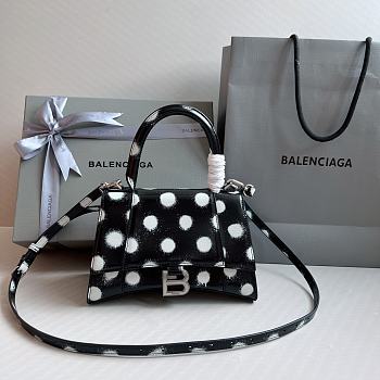 Fortok Balenciaga Hourglass Bag Black With White Polka Dots 23x10x14cm 