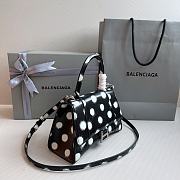 Fortok Balenciaga Hourglass Bag Black With White Polka Dots 23x10x14cm  - 6
