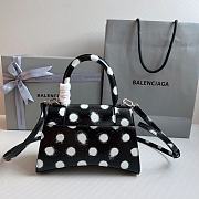 Fortok Balenciaga Hourglass Bag Black With White Polka Dots 23x10x14cm  - 4