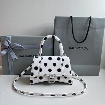 Fortok Balenciaga Hourglass Bag White With Black Polka Dots 23x10x14cm 