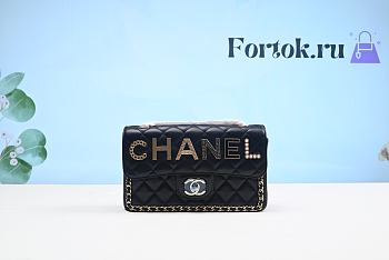 Fortok Chanel Ceiling Filled With Super Logo Bag Black 23x14x7cm