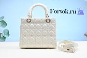 Fortok Dior Lady White Leather Enamel Gold Buckle Princess Diana Bag 24cm - 4