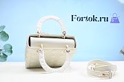 Fortok Dior Lady White Leather Enamel Gold Buckle Princess Diana Bag 24cm - 3