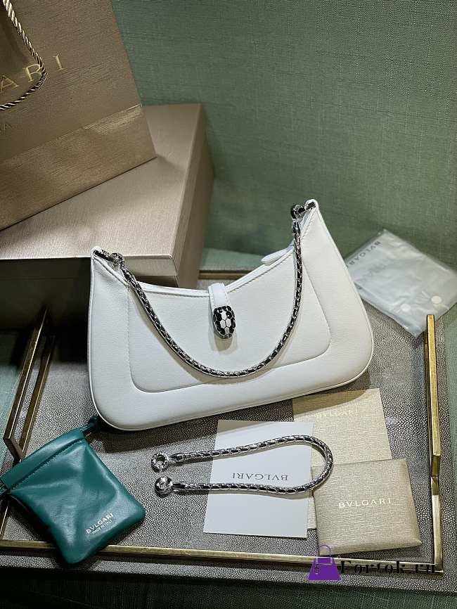 Fortok Bvlgari Serpenti Baia Shoulder Bag White 27.5x18x4.5cm - 1