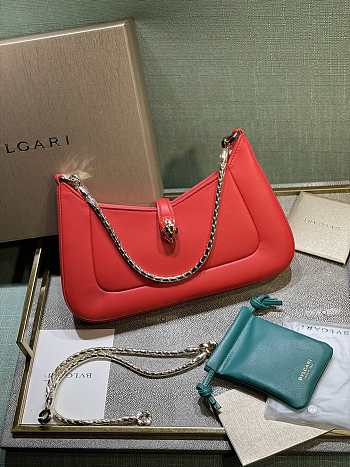 Fortok Bvlgari Serpenti Baia Shoulder Bag Red 27.5x18x4.5cm