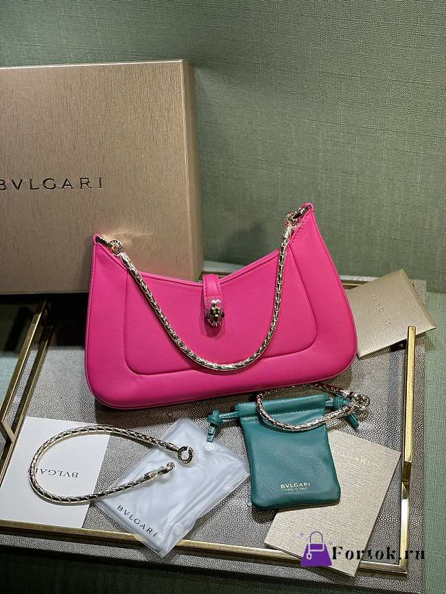 Fortok Bvlgari Serpenti Baia Shoulder Bag Pink 27.5x18x4.5cm - 1