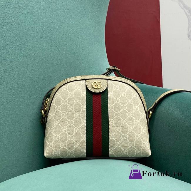Fortok Gucci Ophidia GG Monogram Leather Trim Bag Beige 499621 23.5x19x8cm - 1