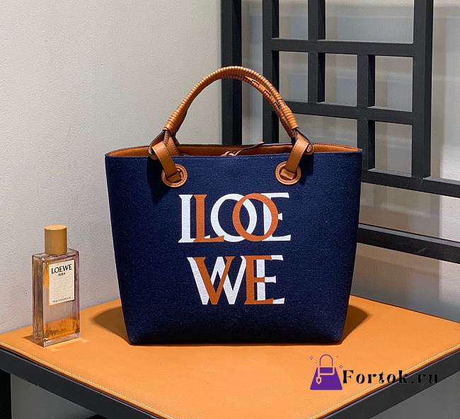 Fortok Loewe Love Anagram Tote Bag Blue 29x25x14cm - 1
